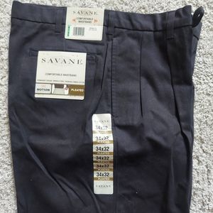 Brand New Savane Dark Ink Color, Pleated Pants with cuffed bottom... size 34x32